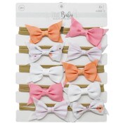 Wholesale - 10pc Pink White Orange Floral Print Grosgrain Bow Headbands C/P 48, UPC: 195010130844